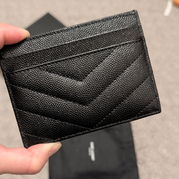 YSL Black Grainy Leather Card Holder - Picture 4 of 9